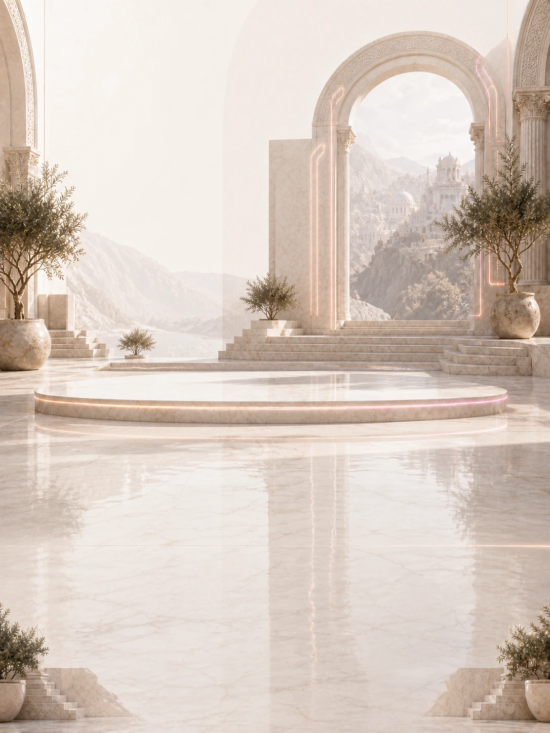 Architectural fountain plaza for the CloudNSite custom AI build approach and Discovery Audit.