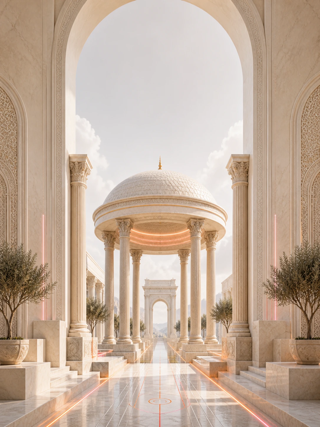 Open rotunda architecture representing business transformation